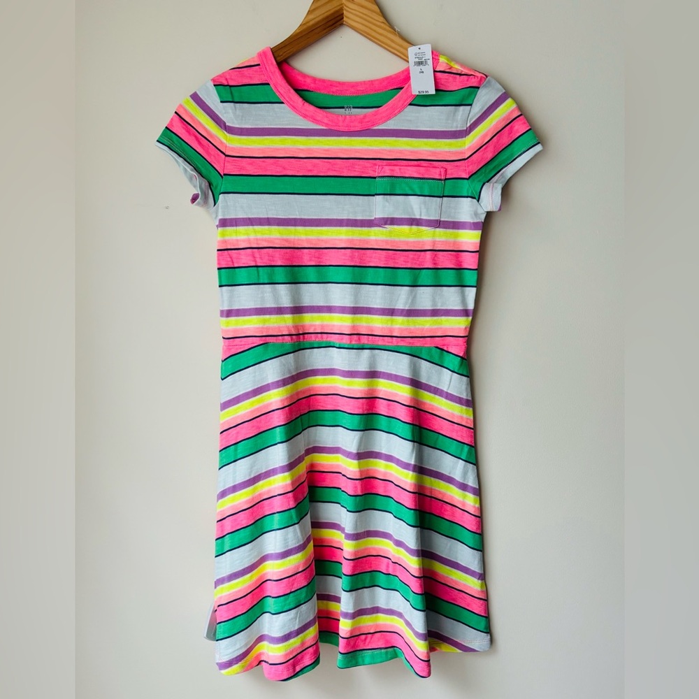 GAP Kids Pink and Green Fit and Flare Casual Dress Large NWT💕